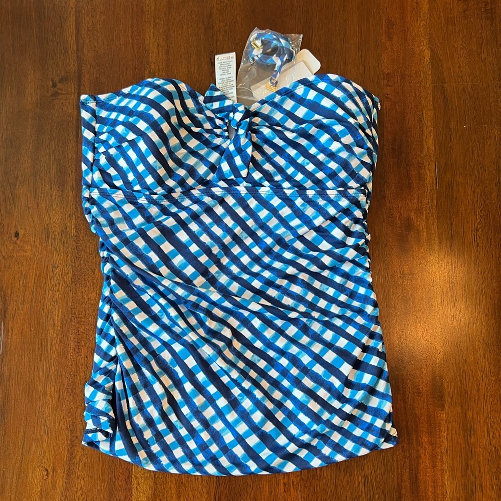 Tommy Bahama Tie Front Gingham Tankini - Size S
